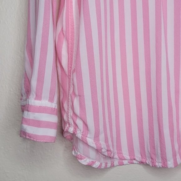 Fashion Nova Pink and White Striped Button Up Top, Size M - Picture 5 of 9